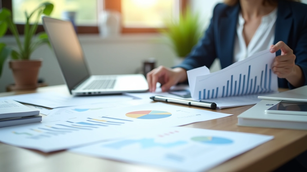 Grafische Analyse von Energiestatistiken und Markttrends auf einem Schreibtisch