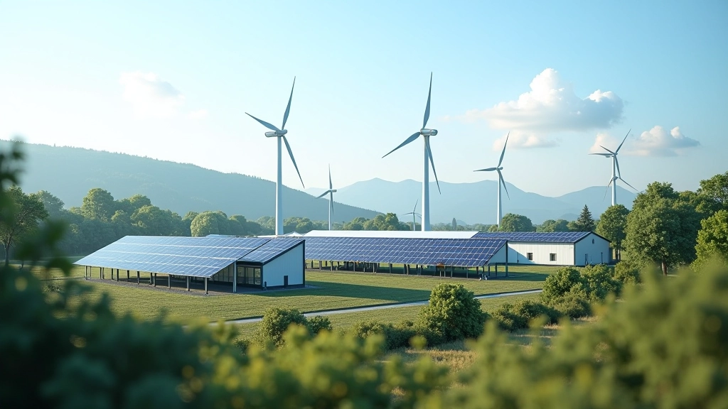 Zukunftsvision von Energieinfrastruktur mit erneuerbaren Energiequellen und modernen Stromspeichersystemen