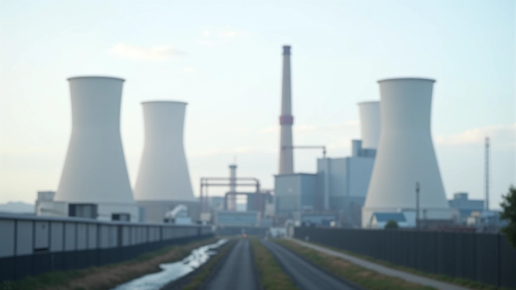 Gaskraftwerk mit mehreren Schornsteinen und modernen Steuerungsanlagen, teilweise mit Rauchentwicklung