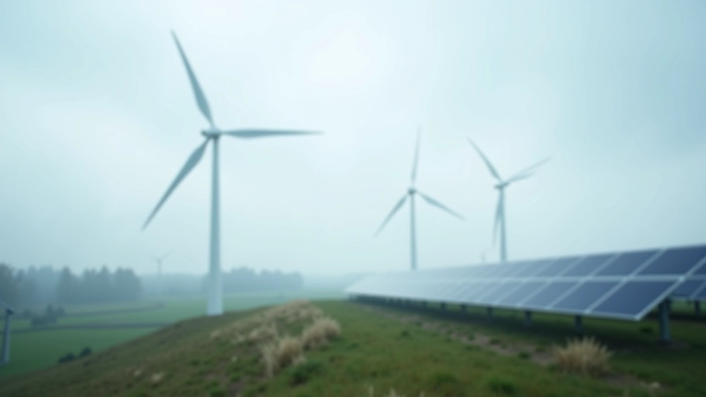 Windkraftanlage und Solarmodule nebeneinander zeigen die Energiewende